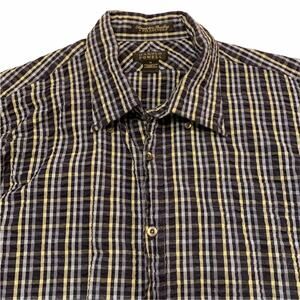 Harold’s Mens blue plaid seersucker buttondown size extra large
